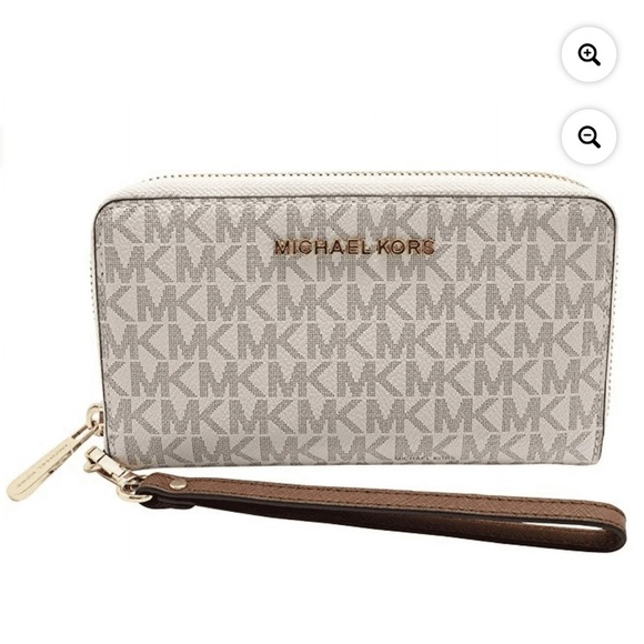 Michael Kors Flat Phone Case Wallet, Jet Set Travel large Multifunction Wristlet - Picture 1 of 9